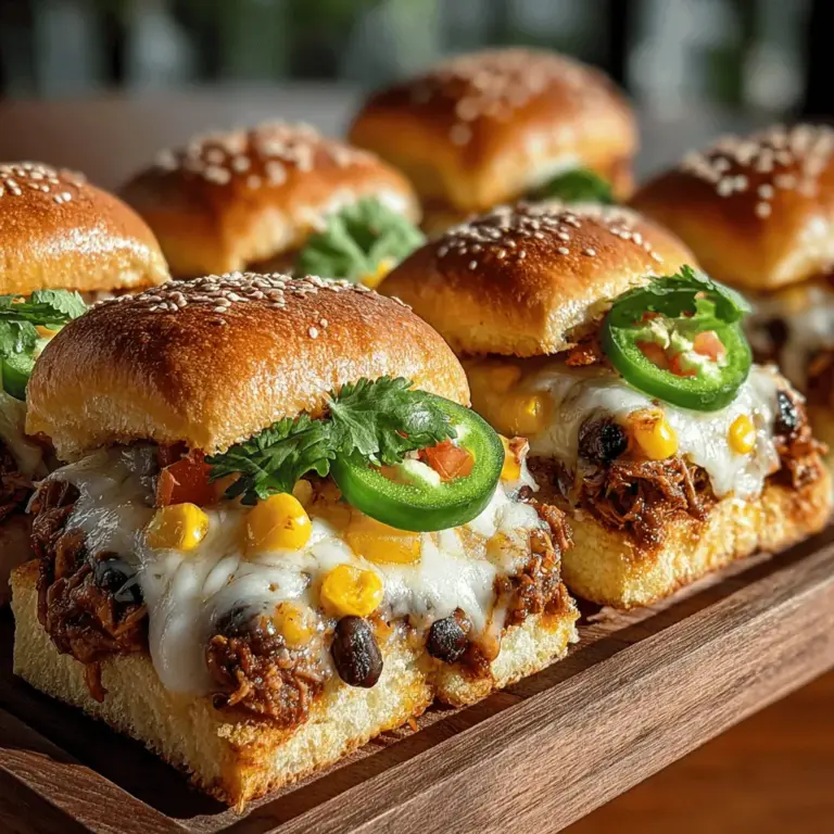 Die Chili Chicken Delight Sliders sind nicht nur ein Genuss für den Gaumen, sondern auch eine perfekte Option für gesellige Abende, Grillpartys oder einfach fürs Familienessen. Diese Mini-Burger mit einer würzigen Hähnchenfüllung sind einfach zuzubereiten und bieten eine großartige Möglichkeit, gesunde Zutaten in ein schmackhaftes Gericht zu verwandeln. Die Kombination aus zartem Hähnchen, herzhaften Bohnen, süßem Mais und würzigen Tomaten sorgt für ein Geschmackserlebnis, das sowohl Erwachsene als auch Kinder begeistert.