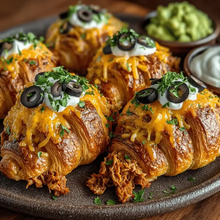 Die Mini Chicken Taco Croissant Bites sind der perfekte Snack für jede Gelegenheit – sei es eine Feier, ein gemütlicher Abend mit Freunden oder einfach nur zum Genießen an einem entspannten Sonntag. Diese kleinen Häppchen kombinieren die besten Aromen von Tacos mit der zarten, buttrigen Textur von Croissants. Dank ihrer Handlichkeit sind sie nicht nur schmackhaft, sondern auch äußerst praktisch. Die Beliebtheit von gefüllten Croissants ist in den letzten Jahren rasant gestiegen, und diese köstliche Variante wird zweifellos auch Ihre Gäste begeistern.