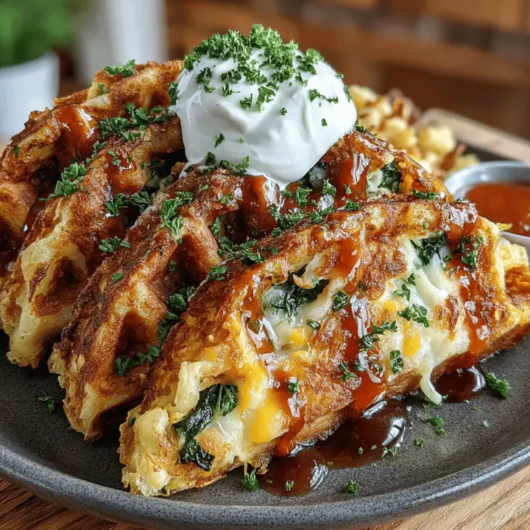 Die Käse-Spinat gefüllten Waffeltaschen sind nicht nur eine kulinarische Entdeckung, sondern auch eine wunderbare Möglichkeit, frisches Gemüse in eine schmackhafte Mahlzeit zu integrieren. Ursprünglich aus der herzhaften Küche, vereinen diese Waffeln die Aromen von würzigem Käse und zartem Spinat in einer knusprigen Hülle, die sowohl Kinder als auch Erwachsene anspricht. Ideal für ein schnelles Abendessen, als Snack oder sogar als Teil eines Brunch-Buffets, bieten diese Waffeltaschen eine ausgewogene Kombination aus Geschmack und Nährstoffen.