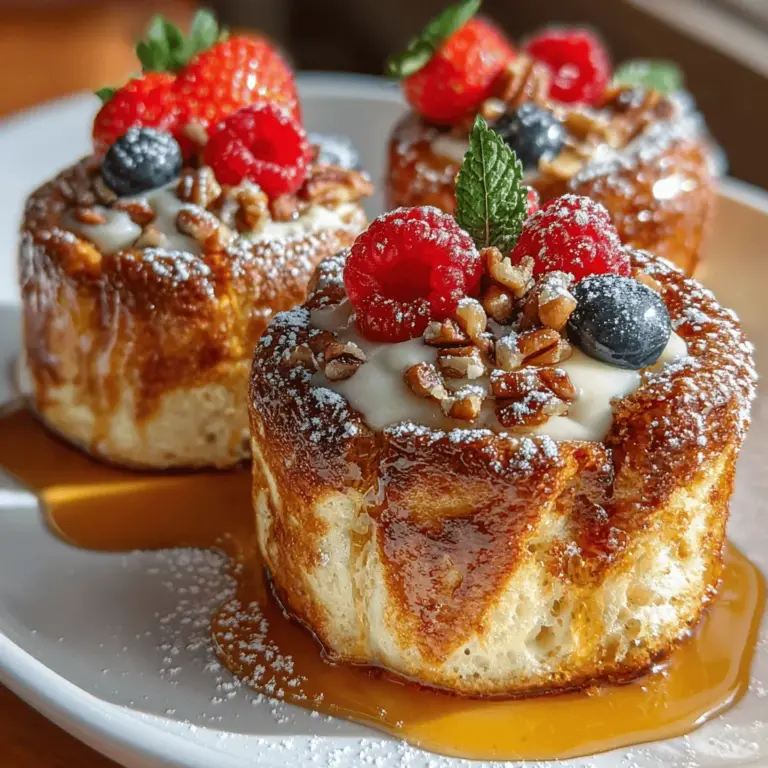 French Toast, auch bekannt als „Arme Ritter“, hat eine lange Geschichte und ist in vielen Kulturen beliebt. Ursprünglich wurde dieses Gericht aus übrig gebliebenem Brot zubereitet, um Lebensmittelverschwendung zu vermeiden. Die Kombination aus Eiern, Milch und Gewürzen macht es nicht nur lecker, sondern auch nahrhaft. In der heutigen Zeit ist French Toast eine beliebte Wahl für Frühstücksmenüs und kann auf unzählige Arten variiert werden. Die gebackenen Muffins bieten eine schnelle und einfache Möglichkeit, diese klassische Delikatesse zu genießen, ohne am Herd stehen zu müssen.