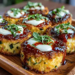 Die Mini Zucchini Pizza Fritter Stacks sind eine kreative und köstliche Möglichkeit, Zucchini in Ihre Mahlzeiten zu integrieren. Dieses Rezept kombiniert die Aromen einer klassischen Pizza mit der gesunden Frische von Zucchini und bietet eine großartige Option für Snacks, Vorspeisen oder sogar als Beilage zu einem Hauptgericht. Der knusprige Teig und der geschmolzene Käse machen diese Fritter unwiderstehlich. Sie sind einfach zuzubereiten und eignen sich hervorragend für Familienessen oder Partys.