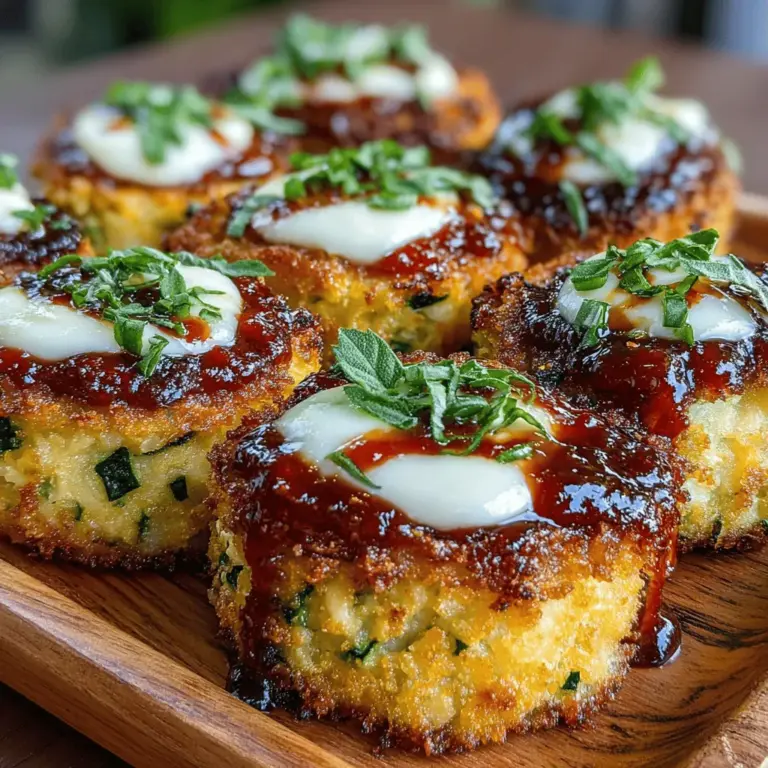 Die Mini Zucchini Pizza Fritter Stacks sind eine kreative und köstliche Möglichkeit, Zucchini in Ihre Mahlzeiten zu integrieren. Dieses Rezept kombiniert die Aromen einer klassischen Pizza mit der gesunden Frische von Zucchini und bietet eine großartige Option für Snacks, Vorspeisen oder sogar als Beilage zu einem Hauptgericht. Der knusprige Teig und der geschmolzene Käse machen diese Fritter unwiderstehlich. Sie sind einfach zuzubereiten und eignen sich hervorragend für Familienessen oder Partys.