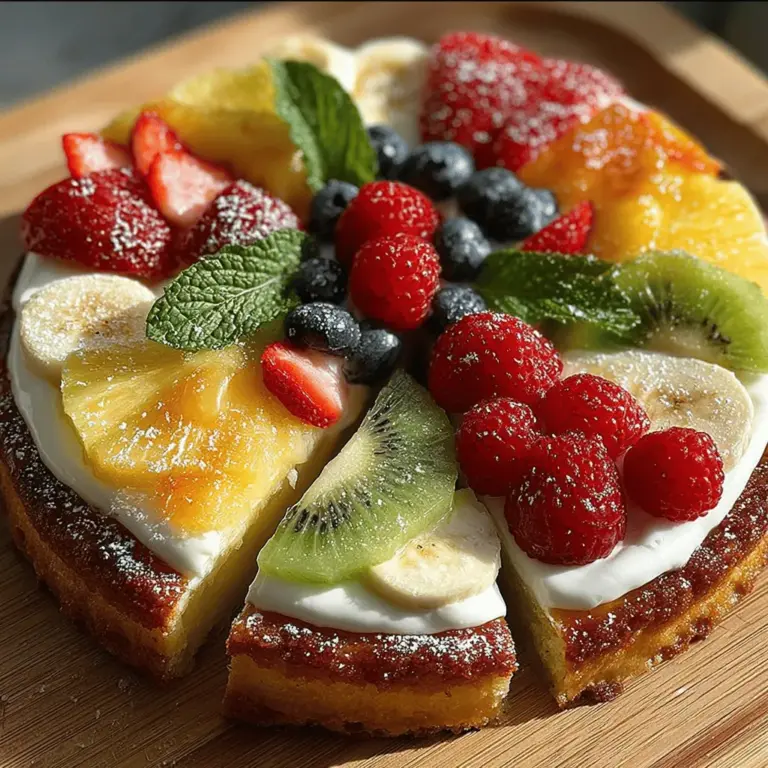 Wenn die Temperaturen steigen und die Sonne strahlt, gibt es kaum etwas Erfrischenderes als eine köstliche Fruchtpizza, die den Gaumen erfreut. Die tropische Paradies-Fruchtpizza ist nicht nur ein echter Hingucker, sondern auch ein Fest der Aromen, das aus einer Kombination von frischen Früchten, einem fluffigen Keksboden und einem samtigen Frischkäse-Frosting besteht. Dieses Rezept ist ideal, um es bei sommerlichen Feierlichkeiten oder Grillabenden zu servieren. Mit einer Vorbereitungszeit von nur 30 Minuten und einer Gesamtzeit von etwa einer Stunde – abzüglich der Kühlzeit – ist diese Fruchtpizza sowohl einfach zuzubereiten als auch perfekt für jede Gelegenheit.
